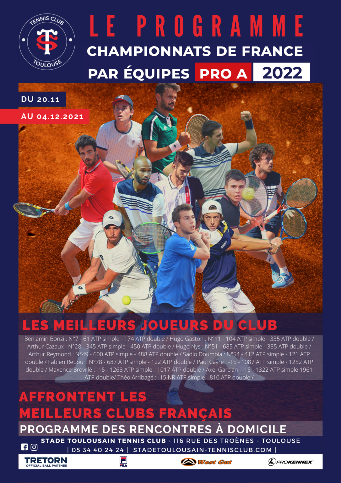 Championnats de France par équipe pro A Stade Toulousain Tennis Club